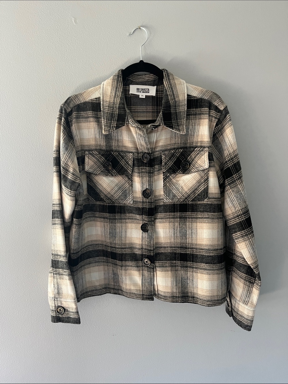 Steve Madden Black & Cream Plaid Shacket